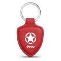 Jeep Willys Star Logo Red Genuine Soft Leather Shield Style Key Chain 2 25 In X 1 75 Led Printed Accessory