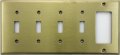 Stamped Satin Brass 5 Gang Wall Plate 4 Toggle Switches 1 Gfi Rocker Opening 