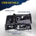 Headlights For 1992-1996 Bronco Ford F150 F250 F350 Super Duty Headlamps W Corner Signal Driver Side Passenger Smoky Lens