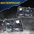 Headlights For 1992-1996 Bronco Ford F150 F250 F350 Super Duty Headlamps W Corner Signal Driver Side Passenger Smoky Lens