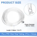 Pvc Clear Vinyl Tubing 0 39 Id 47 Od 16 4 Ft Length Tube Drain Hose Water Pump Irrigation Pipe Plastic With Clamps For Oil