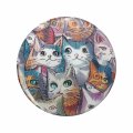 1080 Graphics Adorable Cats Pattern For Adoption Happy Cat Day Key Chain Double Sided Stainless Steel Keychain 
