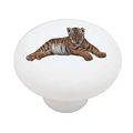 Baby Tiger Cub Ceramic Drawer Knob High Gloss White Cabinet Pull For Dressers And Desks 1 5 In Diameter Hardware Included 