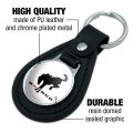 Graphics More Black Leather Ford Buckin Bronco Keychain
