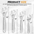 Auto Dynasty 4pcs Adjustable Wrenches Steel Wide Jaw Wrench Automotive Repair Set With Non-slip Handle For Home Garage And