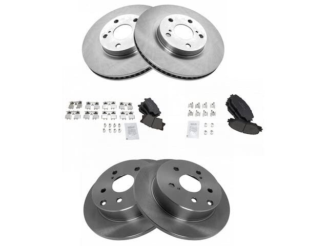 Front And Rear Ceramic Brake Pads Rotor Kit 5 Lug Vented Rotors Solid For 2006-2018 Toyota Rav4