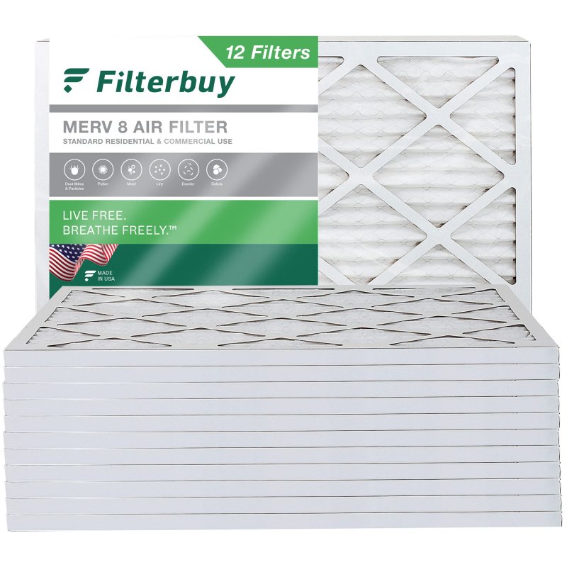 Filterbuy 16x18x1 Air Filter Merv 8 Dust Defense 12-pack Pleated Hvac Ac Furnace Filters Replacement Actual Size 15 50 X 17 0