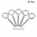 Uxcell M4x30mm Eye Hooks Screws Bolts Kit 30pcs Carbon Steel Hanger Eyelet Screw With Hex Nuts For Metal Hook Wood Terminal