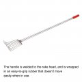 Uxcell 8 Teeth Leaf Rake Garden Claw 39 76-inch Stainless Steel Hand With Rubber Handle For Beach Silver Tone