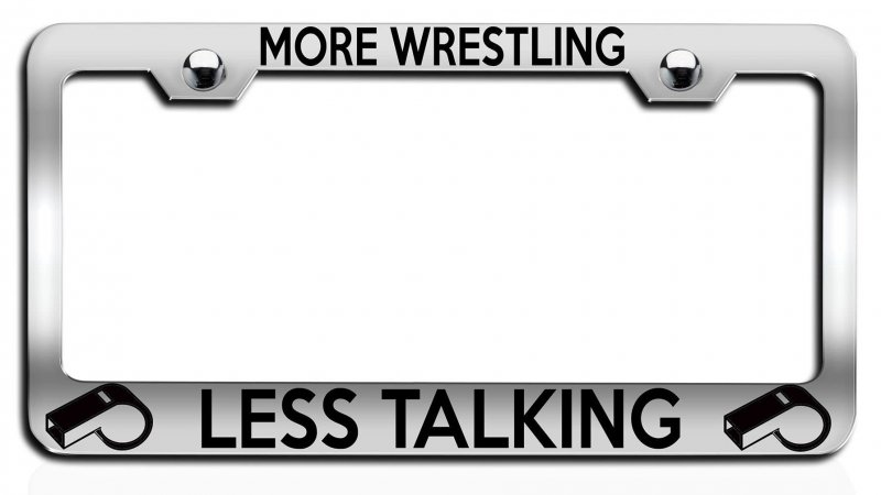 More Wrestling Less Talking Coach Chrome Metal License Plate Frame Universal Fit For Us And Canada Cars Trucks Suvs 12 5 X 6 In