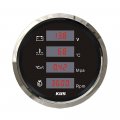 Kus 85mm Digital 4 In 1 Multi-function 8000rpm Tachometer Water Temp Oil Pressure 0-1mpa Voltmeter Red Yellow Backlight 9-32v