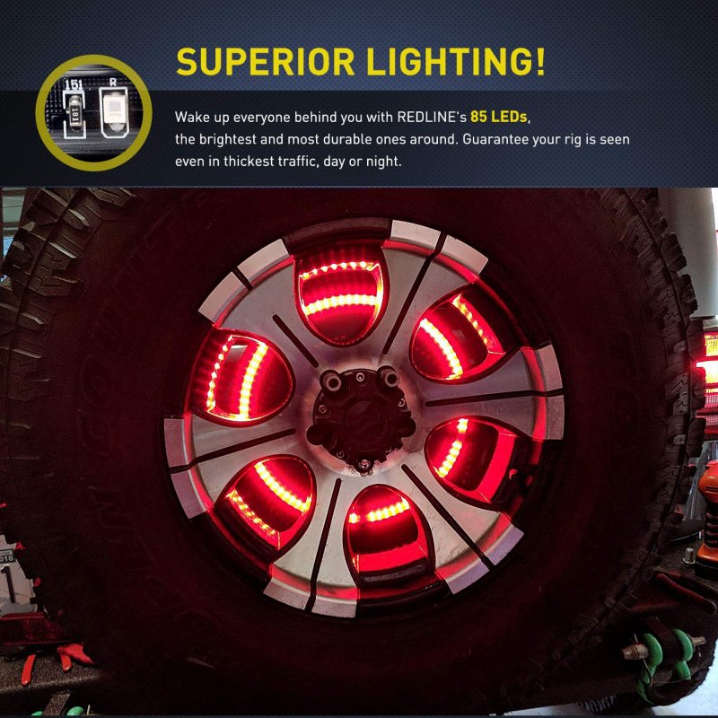 Tl-12 Spare Tire Brake Light Wheel 3rd For Jeep Wrangler 2007 2018 Jk Jku Yj Tj Red Led Waterproof Rear Assembly
