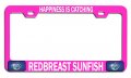 Happiness Is Catching Redbreast Sunfish Fishing Pink Metal License Plate Frame Tag Holder F35 