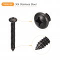 Uxcell 12 X 2 Phillips Pan Head Self-tapping Screw 50pcs 304 Stainless Steel Round Wood Full Thread Black