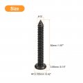 Uxcell 12 X 2 Phillips Pan Head Self-tapping Screw 50pcs 304 Stainless Steel Round Wood Full Thread Black