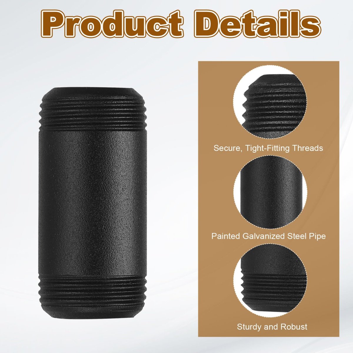 10 Pcs 3 4 In X 2 Galvanized Male Threaded Pipes Black Pre Cut Plumbing Pipe Fittings For Diy Furniture Shelving Table And Home