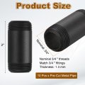 10 Pcs 3 4 In X 2 Galvanized Male Threaded Pipes Black Pre Cut Plumbing Pipe Fittings For Diy Furniture Shelving Table And Home