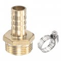 Uxcell Brass Hose Barb Fitting Straight 19mm X G3 4 Male Thread Pipe Connector With Stainless Steel Clamp Pack Of 1