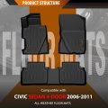 Tpe Floor Mats Liners 3pcs For Honda Civic Sedan 4-door 2006 2007 2008 2009 2010 2011 All Weather Protection Black Alfombras