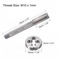 Uxcell M10 X 1mm Metric Tap And Die Set Machine Thread Screw With Rounding Kit For Nut Bolt Thread Repair