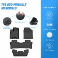 Tpe Floor Mats For Honda Pilot 7 Passenger 2016 2017 2018 2019 2020 2021 2022 All Weather Custom Fit Heavy Duty Liners Black