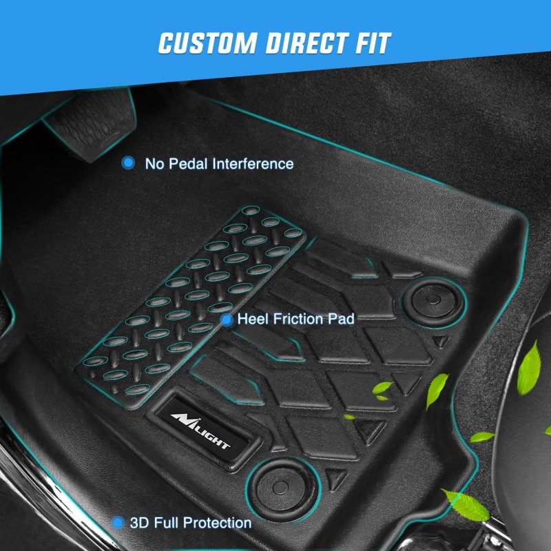 Tpe Floor Mats For Honda Pilot 7 Passenger 2016 2017 2018 2019 2020 2021 2022 All Weather Custom Fit Heavy Duty Liners Black