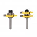 2 Pcs Tongue And Groove Router Bit Set Wood Door Flooring T Shape Milling Cutter 1 4 In Shank 3 8 Diameter Carbide Tipped 