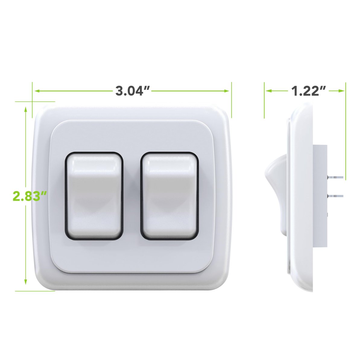 Double Spst On Off Toggle Switch With Bezel 12 Volt For Rv Trailer Camper White Ll-atsw-2w 3 04 In X 2 83 1 22