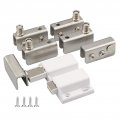 Stainless Steel Glass Door Pivot Hinges Cupboard Showcase Double Magnetic Catch Latches Clamps With Clamp Set For Free Swinging 
