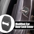 4pcs Stainless Steel Car Door Lock Latches Cover Protector Caps For Highlander Carola Camry Rav4 Reiz Black Grey Carbon Fiber