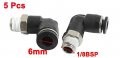 Uxcell 1 8bsp Male To 6mm Air Pneumatic Elbow Quick Connect Connectors 5pcs