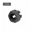 Uxcell M20x1 5mm Hexagon Slotted Nut Grade 4 8 Carbon Steel Hex Castle Nuts Black 5pcs