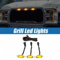 A Absopro Grill Led Light Front Grilles For Ford F150 F250 F350 2004-2019 Amber Light Black Set Of 3
