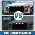 A Absopro Grill Led Light Front Grilles For Ford F150 F250 F350 2004-2019 Amber Light Black Set Of 3