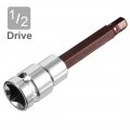 Uxcell 1 2 Drive X H8 8mm Hex Bit Socket S2 Steel Bits Cr-v Sockets 4 Length Use With Ratchet Wrench Slide Bar Extension Rod
