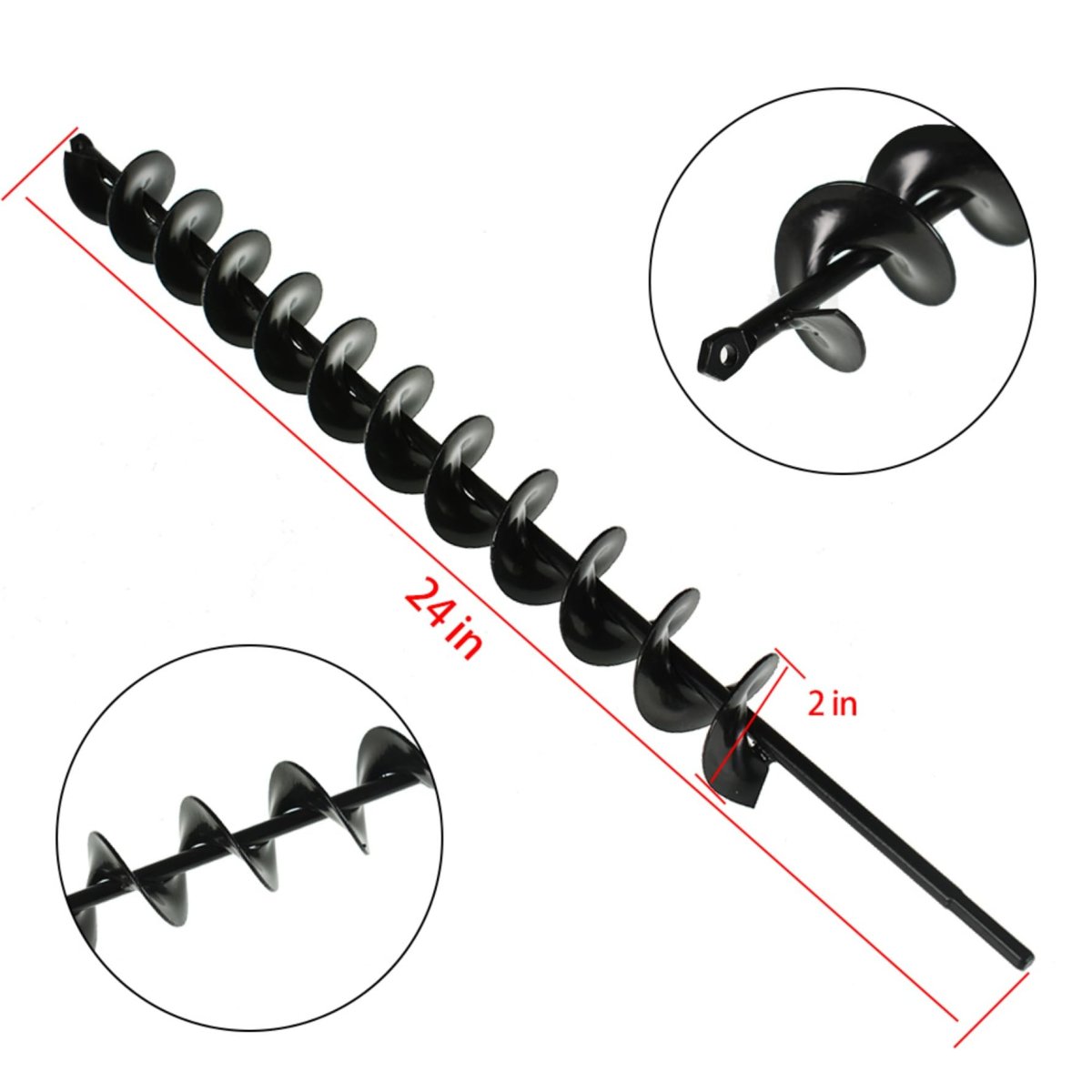 Auger Drill Bit For Planting 2 In X 24 Replacement Umbrella Hole Digger 3 8 Hex Drive