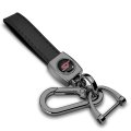 Ford St Logo In Black On Leather Loop-strap Dark Gunmetal Hook Key Chain 