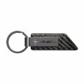 Ipick Image Compatible With Ford Mustang Script Gunmetal Black Gray Metal Carbon Fiber Texture Leather Key Chain