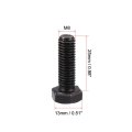 M8x25mm Hex Head Left Hand Screw Bolts Fastener Carbon Steel Black 3pcs