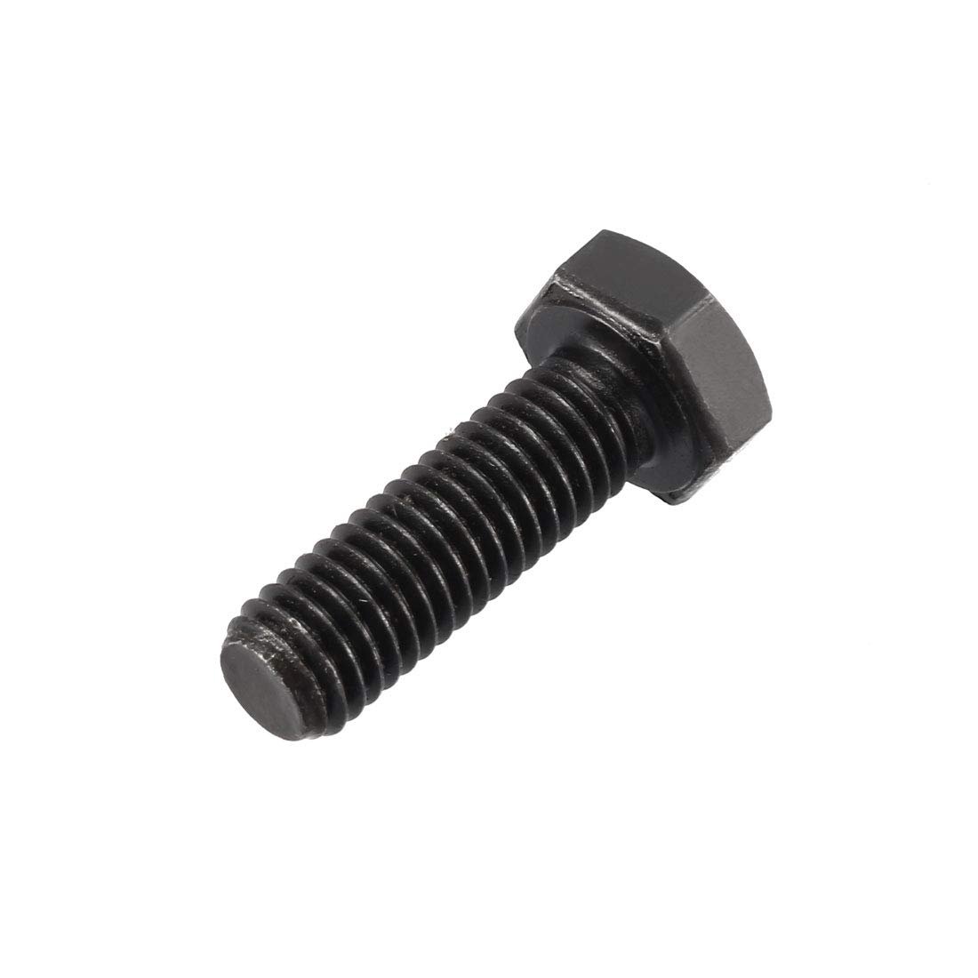 M8x25mm Hex Head Left Hand Screw Bolts Fastener Carbon Steel Black 3pcs