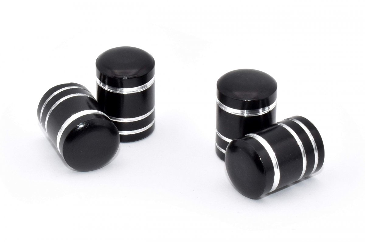 Black Aluminum Universal Valve Caps With 3 Stripes