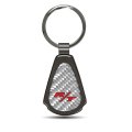 Dodge R T Silver Genuine Carbon Fiber Black Metal Teardrop Key Chain With Bottle Opener Official Licensed Accessory 2 13 In X 1 