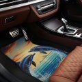 Dujiea Dolphins Jumping From Ocean Car Floor Mats 4-pcs Full Set Rubber-lined All-season Heavy-duty Protectionpets Universal