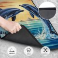 Dujiea Dolphins Jumping From Ocean Car Floor Mats 4-pcs Full Set Rubber-lined All-season Heavy-duty Protectionpets Universal