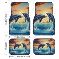 Dujiea Dolphins Jumping From Ocean Car Floor Mats 4-pcs Full Set Rubber-lined All-season Heavy-duty Protectionpets Universal