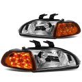 Auto Dynasty Led Drl Headlights Assembly For 1992-1995 Honda Civic Coupe Hatchback Driver And Passenger Side Halogen Headlamps 