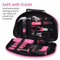 Cartman 52 Piece Tool Set Ladies Hand With Easy Carrying Round Pouch Perfect For Diy Pink