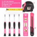 Cartman 52 Piece Tool Set Ladies Hand With Easy Carrying Round Pouch Perfect For Diy Pink