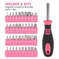 Cartman 52 Piece Tool Set Ladies Hand With Easy Carrying Round Pouch Perfect For Diy Pink