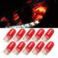 Nslumo 10pcs T10 W5w 168 194 Halogen Bulb 12v For Car Wedge Side Light Red Tail Parking Dome Door Map Lighting